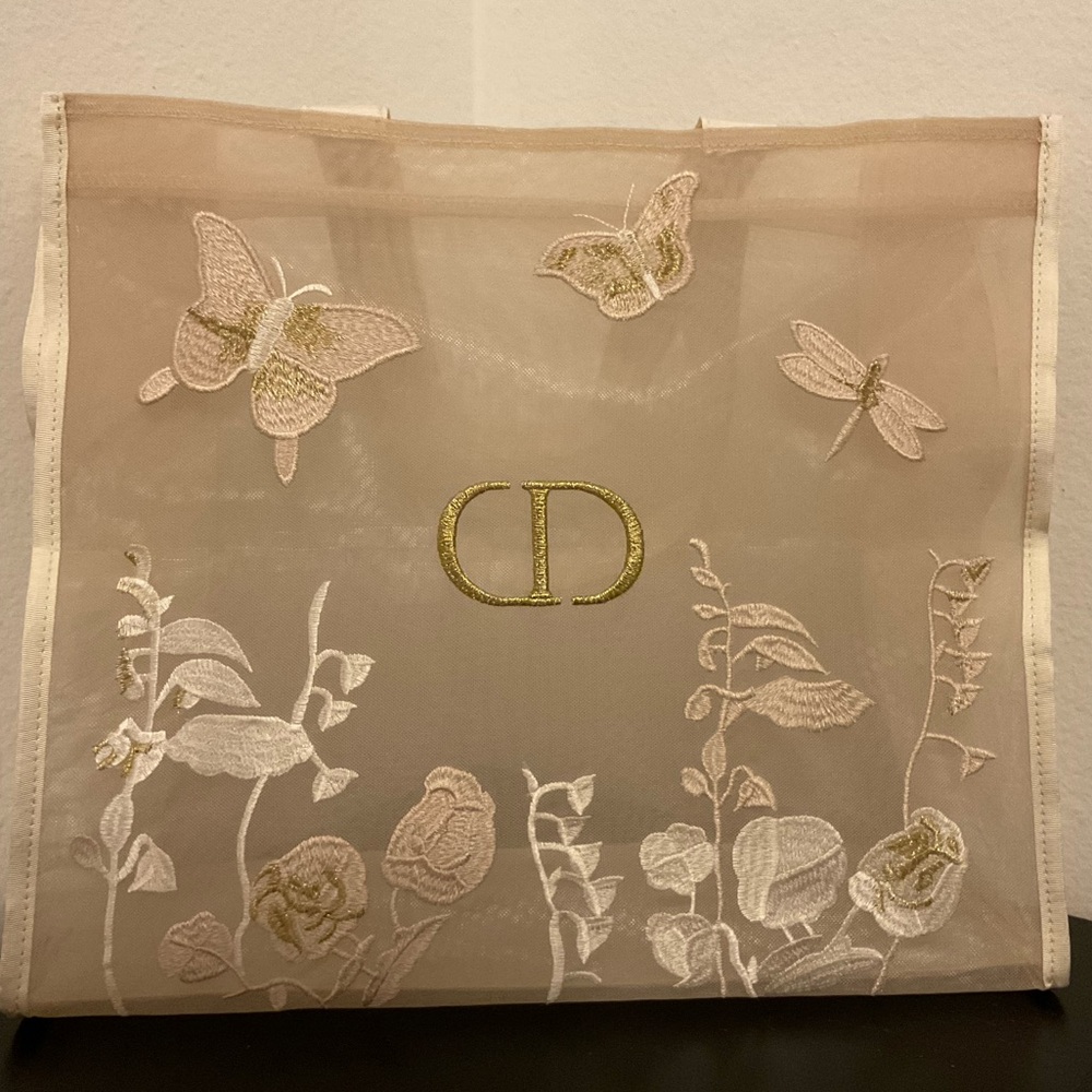New Dior GWP Tote and Pouch Set with Embroidered Butterflies - Picture 3 of 6